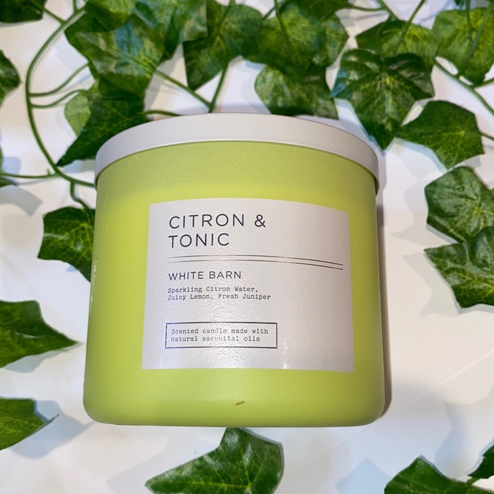 BBW White Barn Citron & Tonic Scented 3 Wick Candle 14.5 oz